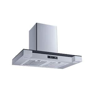 30 in. Convertible Wall Mount Range Hood in Stainless Steel and Glass with Stainless Steel Baffle Filters