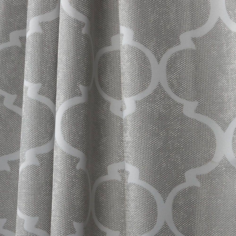 Dove Grey Polyester Blackout Trellis Curtain Panels, 52" x 84"