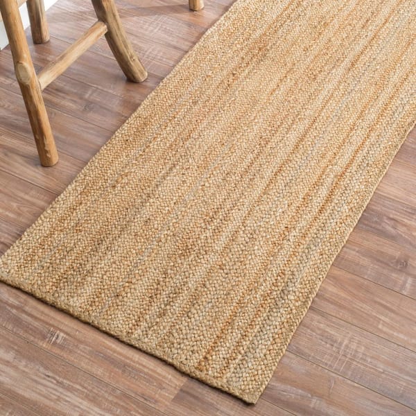 Rigo Chunky Loop Natural Jute Tan 3 ft. x 14 ft. Runner Rug