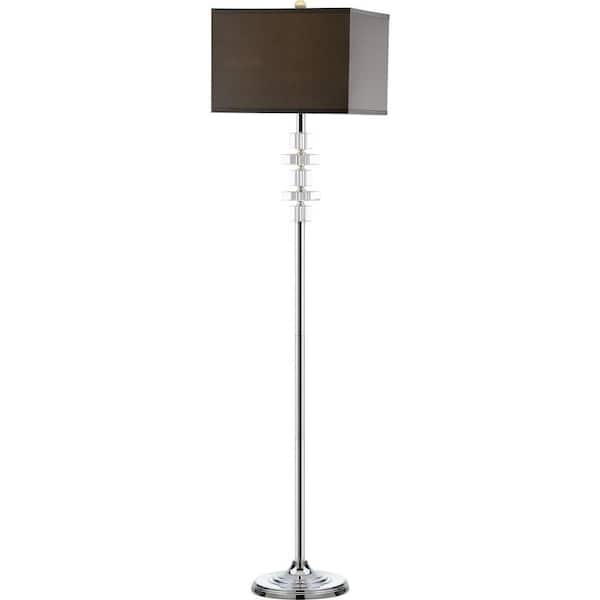 SAFAVIEH Times 60.25 in. Clear Square Floor Lamp with Gray Shade