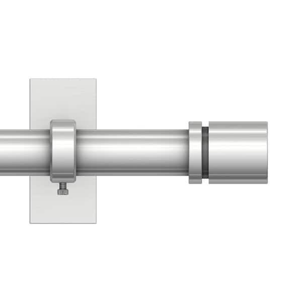 72 in. - 144 in. Telescoping 1 in Single Rod Set Deco Bracket in Brushed Nickle with Elevated Cap Finial
