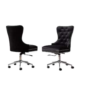 James Black Velvet Fabric Adjustable Office Chairs