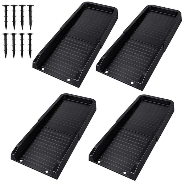 4-Pack 23.6 in. Black Splash Block, Gutter Drainage System with 4 Fixing Nails, Splash Guard for Rainwater Diversion