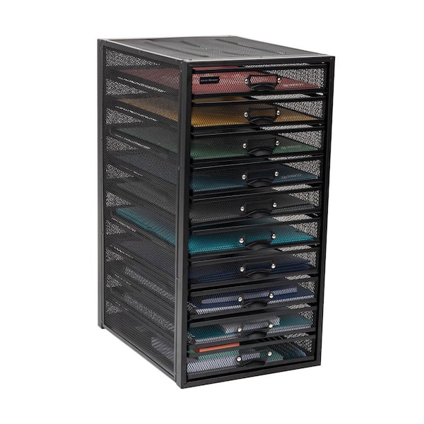 Mind Reader Mesh Desk Organizer, 10 Compartments - Black