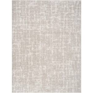 Modern Shag Grey Ivory 5 ft. x 7 ft. Abstract Contemporary Area Rug