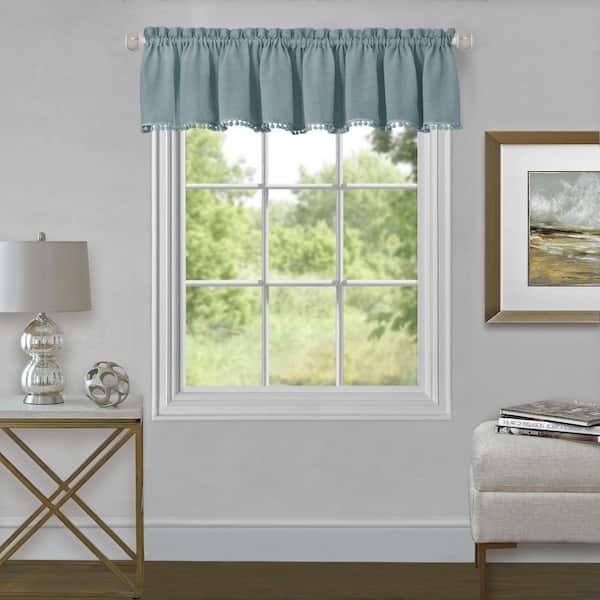 ACHIM Wallace 14 in. L Polyester Valance in Aqua