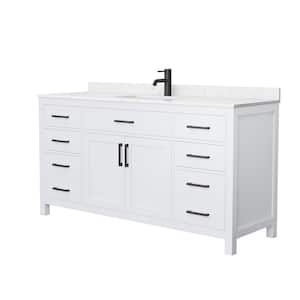 Beckett 66 in. W x 22 in. D Single Bath Vanity in White with Cultured Marble Vanity Top in White with White Basin
