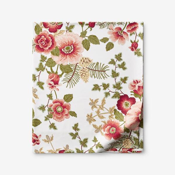 The Company Store Legends Hotel Melody Floral Ivory Wrinkle-Free Sateen King Flat Sheet