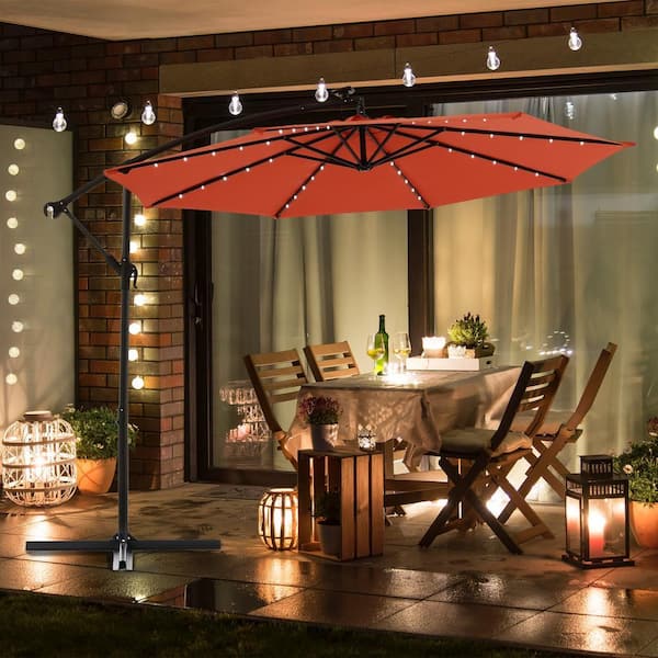 double level patio umbrella ABCCANOPY Cantilever Patio Umbrella Double Top with 360 Rotation Beige / 10FT
