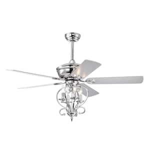 52 in. Traditional Indoor Silver 4-Light Ceiling Fan Light with 2 Color Fan Blade
