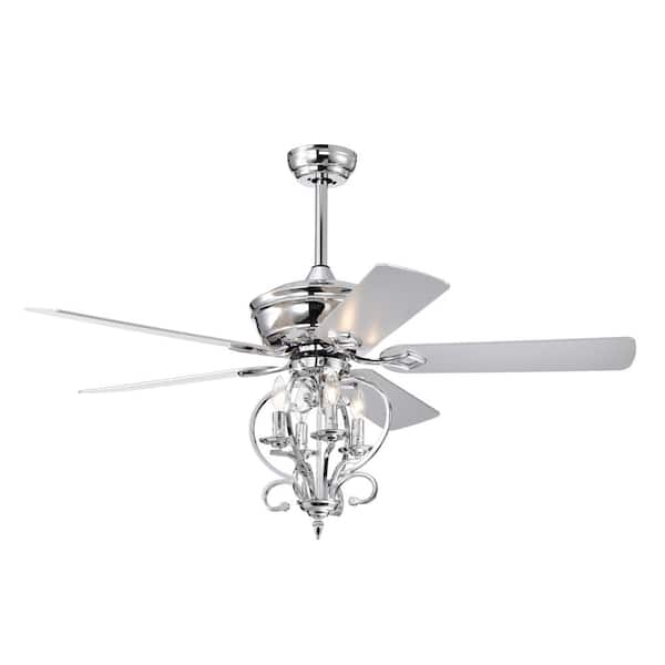 PUDO 52 in. Traditional Indoor Silver 4-Light Ceiling Fan Light with 2 Color Fan Blade