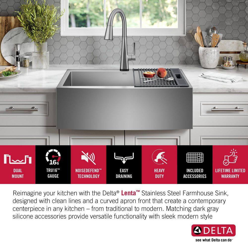 Delta 33-inch Stainless Steel Farmhouse Apron Front Single Bowl Sink
