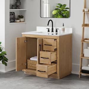 Bellavia 36 in. W x 22 in. D x 34 in. H Single Sink Bath Vanity in Weathered Fir with White Engineered Stone Top