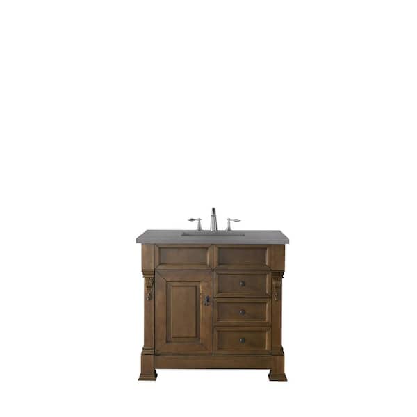 James Martin Vanities Brookfield 36 in. W x 23.5 in. D x 34.3 in. H Bathroom Vanity in Country Oak with Quartz Top in Grey Expo