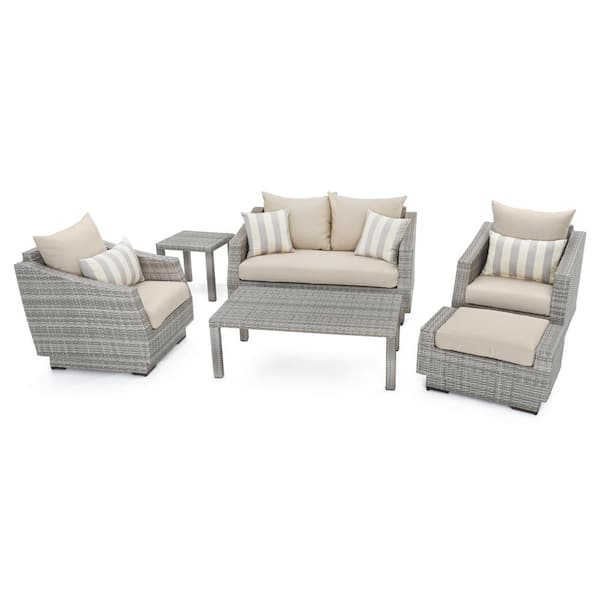 RST Brands Cannes 6-Piece Patio Seating Set with Slate Grey Cushions