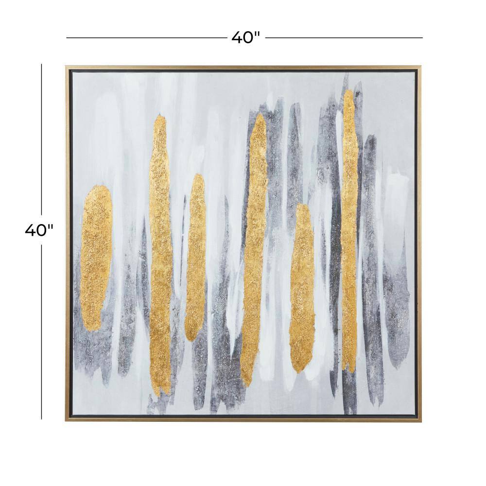 XL Gray and Gold Abstract Canvas Wall Art with Metal Frame