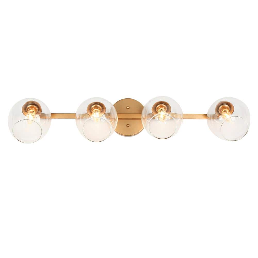 Modern 33 in. 4-Light Gold Vanity Light with Adjustable Wine Cup Clear Glas