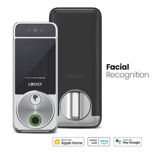 Visage Facial Recognition Zeno Satin Nickel Deadbolt Wi-Fi Smart Lock, Home Key, Fingerprint, Keypad, Siri/Alexa/Google