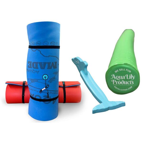 Aqua Lily Pad 16 ft. Floating Island with Dolphin Pool Noodle and Foam Pool Noodle Float