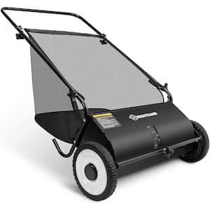 26 in. Push Lawn Sweeper - Heavy-Duty Durable Steel Structure and Rubber Wheels Sweeps Leaves and Grass