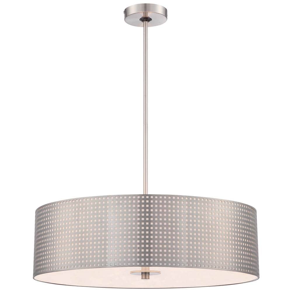 Brushed Nickel 4-Light Drum Pendant with Metal Shade