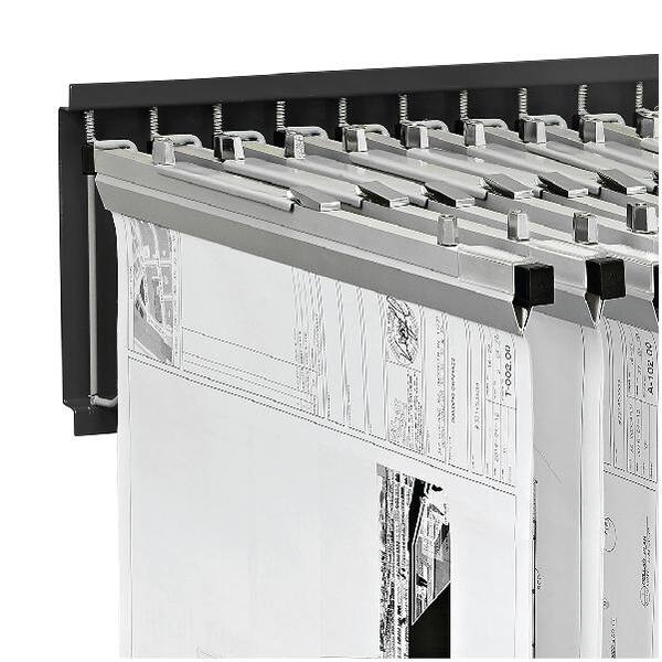 Alpine ADI617-BLK-6036 Black Steel Blueprint Large File Pivot Wall Rack with 30 inch Hanging Clamps