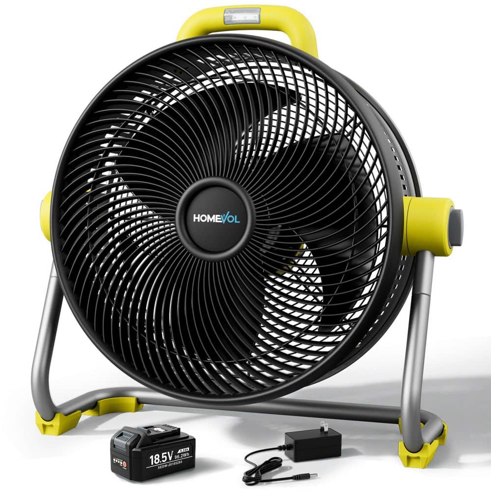 FUFU&GAGA 24 in. 6-Fan Speeds Floor Fan in Yellow with 4000 CFM