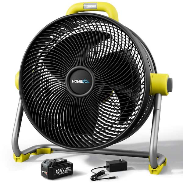 FUFU&GAGA 24 in. 6-Fan Speeds Floor Fan in Yellow with 4000 CFM