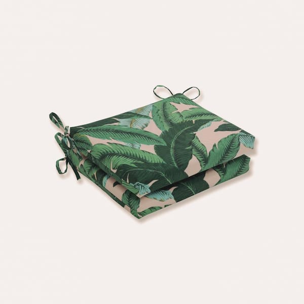 Pillow Perfect Floral 18.5 in. x 16 in. Outdoor Dining Chair Cushion in Green/Pink/Blue (Set of 2)