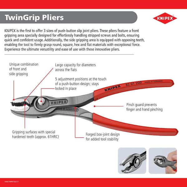 KNIPEX 8 in. TwinGrip Slip Joint Pliers 82 02 200 - The Home Depot