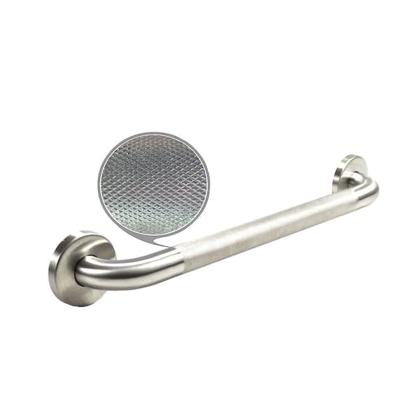 WingIts Premium Series 18 in. x 1.25 in. Diamond Knurled Grab Bar in Satin Stainless Steel (21 in. Overall Length)