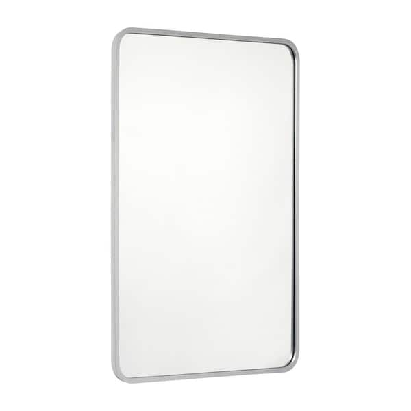 Carnegy Avenue 24 in. W x 36 in. H L Matte Silver Wall Mounted Mirror