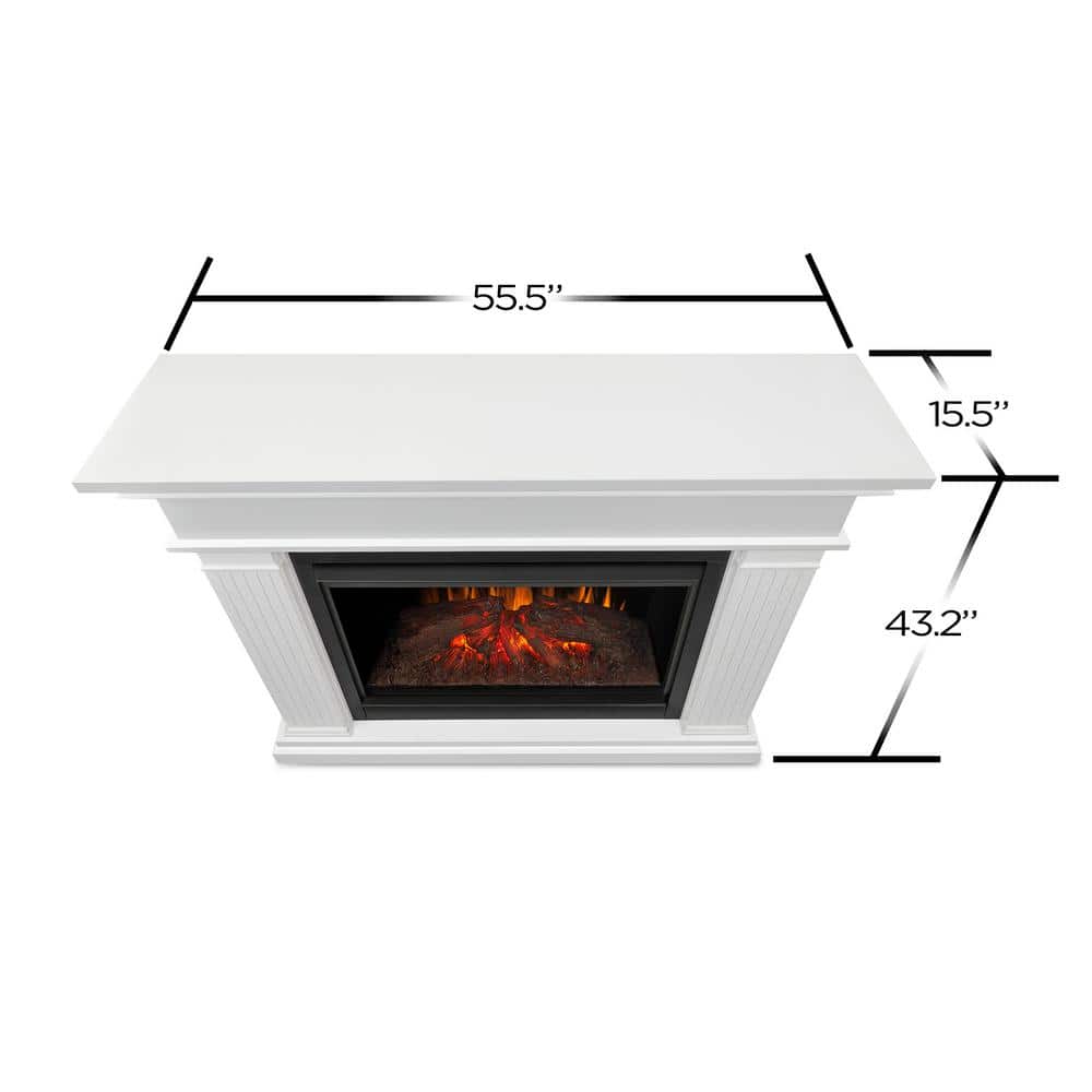 Centennial Grand 56" White Electric Fireplace with Carved Pilasters