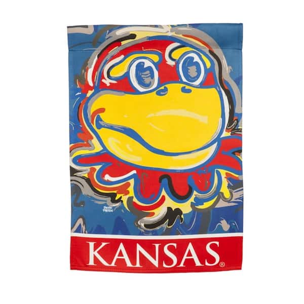 Evergreen 12.5 in. x 18 in. University of Kansas Justin Patten Artwork Mascot Garden Flag