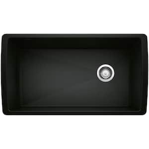 DIAMOND Coal Black Granite Composite 33.5 in. Single Bowl Undermount Kitchen Sink
