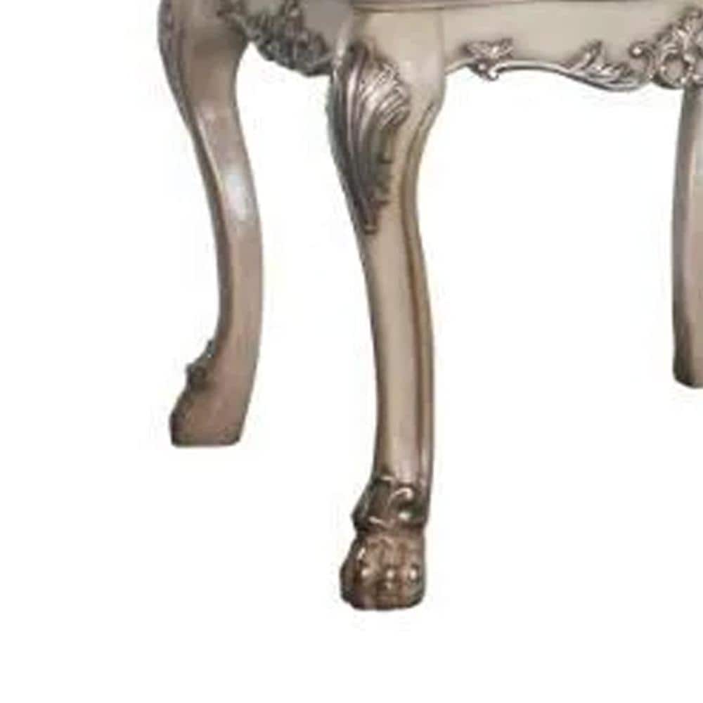 Dresden Vintage Bone White Square Wooden End Table with Claw Feet