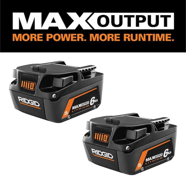 RIDGID 18V 6.0 Ah MAX Output Lithium-Ion Batteries (2-Pack)