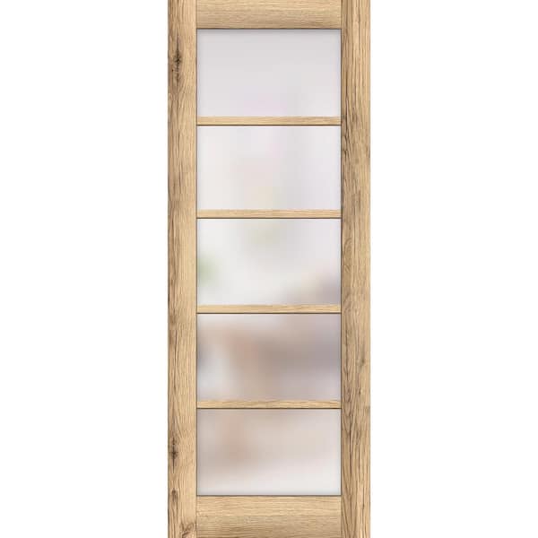 42 in. x 96 in. Solid MDF Frosted Glass Oak Interior Door Slab