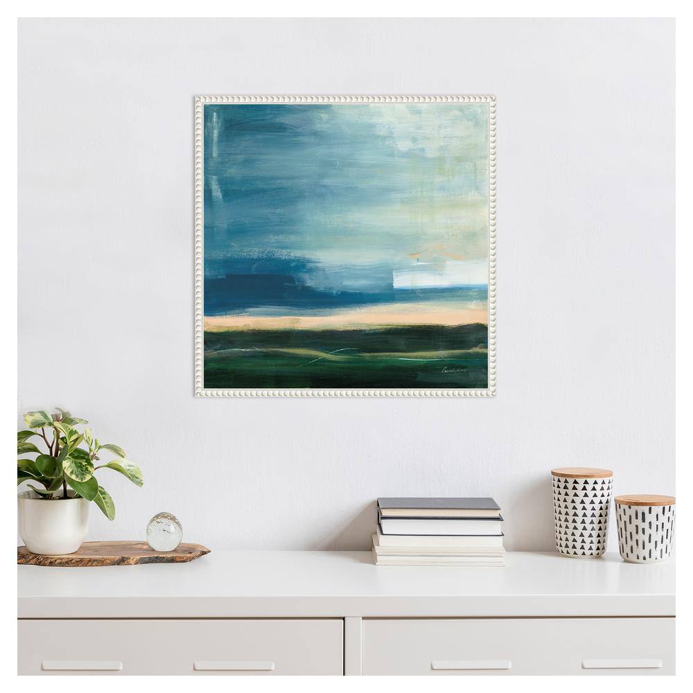 Life Light Landscape Abstract Canvas Wall Art with White Beaded Frame