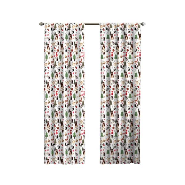 Eclipse Forest Friends Thermaback Multi Novelty Polyester 42 in. W x 84 in. L Blackout Single Rod Pocket Curtain Panel