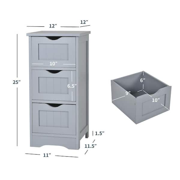 3-Drawer Bathroom Floor Cabinet Free Standing Side Storage