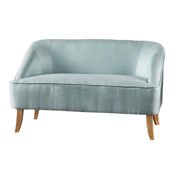 Noble House Jutus 49.8 in. Light Blue Polyester 2-Seater Armless Loveseat with Wood Legs