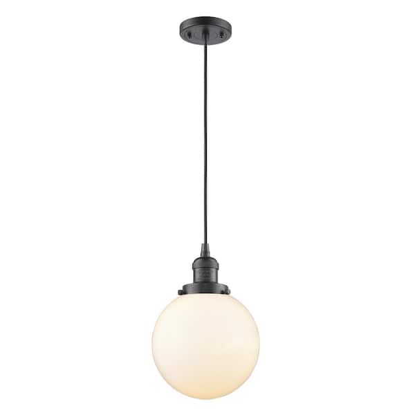 Innovations Beacon 100-Watt 1 Light Oil Rubbed Bronze Shaded Mini Pendant Light with Frosted Glass Shade