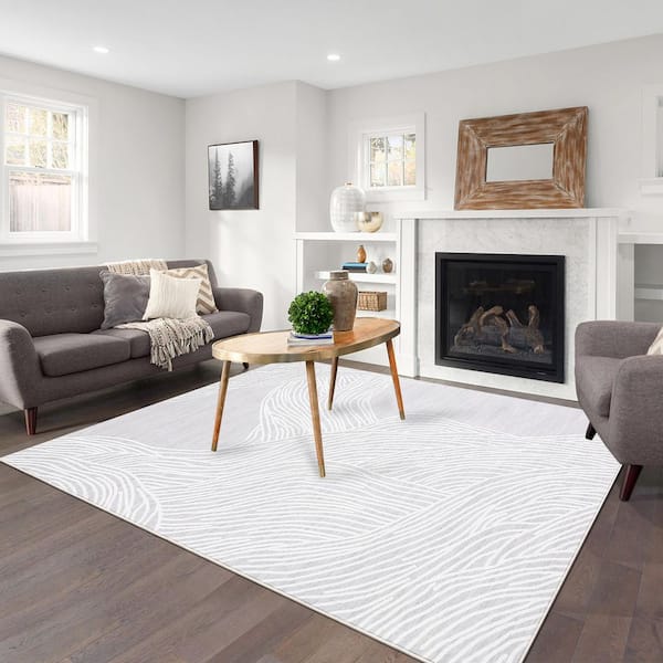 Gray 8 ft. x 10 ft. Modern Abstract Carpet Washable Rug Living Room Carpet Soft Non-Slip Imitation Cashmere Area Rug
