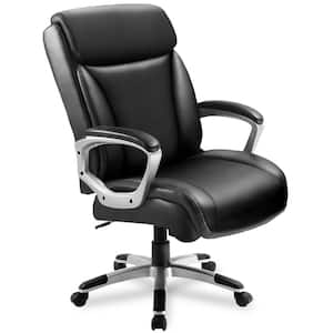 Big and Tall Black Leather High Back Executive Chair with Arms Adjustable Height Swivel Executive Chair