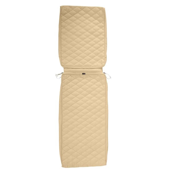 Classic Accessories Montlake FadeSafe 80 in. D x 26 in. W x 3 in. T Chamomile Quilted Chaise Lounge Cushion Slipcover