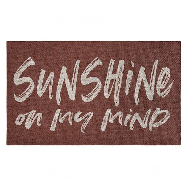 Brown Sunshine On My Mind Brown 18 in. x 30 in. Polyester Non-Slip Outdoor Door Mat