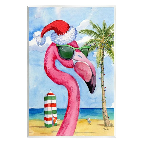 Stupell Industries Flamingo Tropical Christmas by Paul Brent 1-Piece Unframed Graphic Print Animal Poster Art Print 15 in. x 10 in.