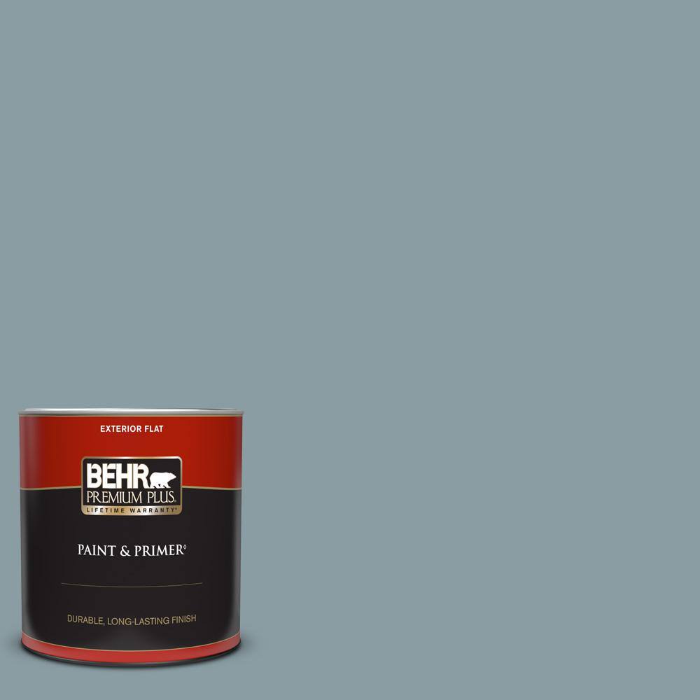 BEHR PREMIUM PLUS 1 qt. 540F4 Shale Gray Flat Exterior Paint & Primer 440004 The Home Depot