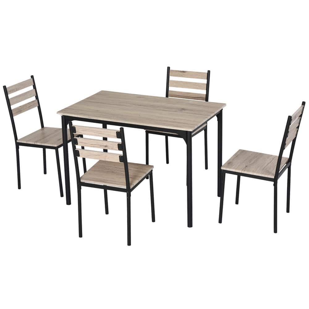 Black and Gray 5-Piece Modern Dining Table Set